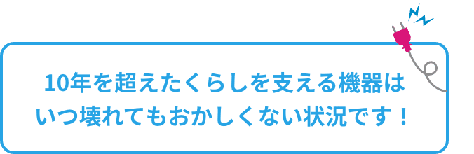 10年を超えたくらしを支える機器はいつ壊れてもおかしくない状況です!